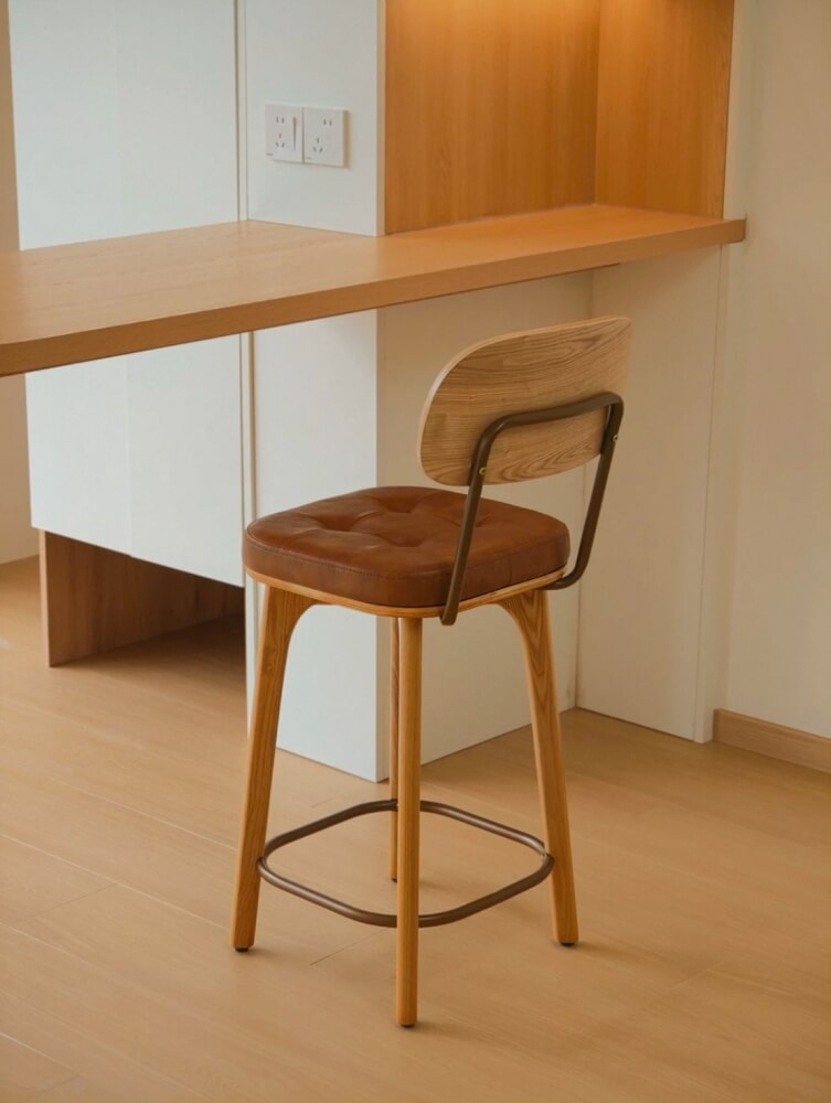 เก้าอี้บาร์ MY DOLLS HOUSE COCO 65 ซม. สีไม้อ่อน เบาะสีน้ำตาล